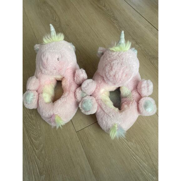 Cat & Jack unicorn slippers girls size 13/1 pink fuzzy - Picture 1 of 4